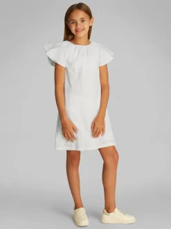 Calvin Klein White Crisp Poplin Short Sleeve 100% Cotton Dress