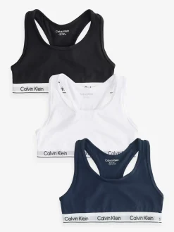 Calvin Klein White 3 Pack Girls Bralettes Icon Cotton Stretch