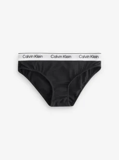 Calvin Klein White 3 Pack Girls Bikini Briefs Icon Cotton Stretch