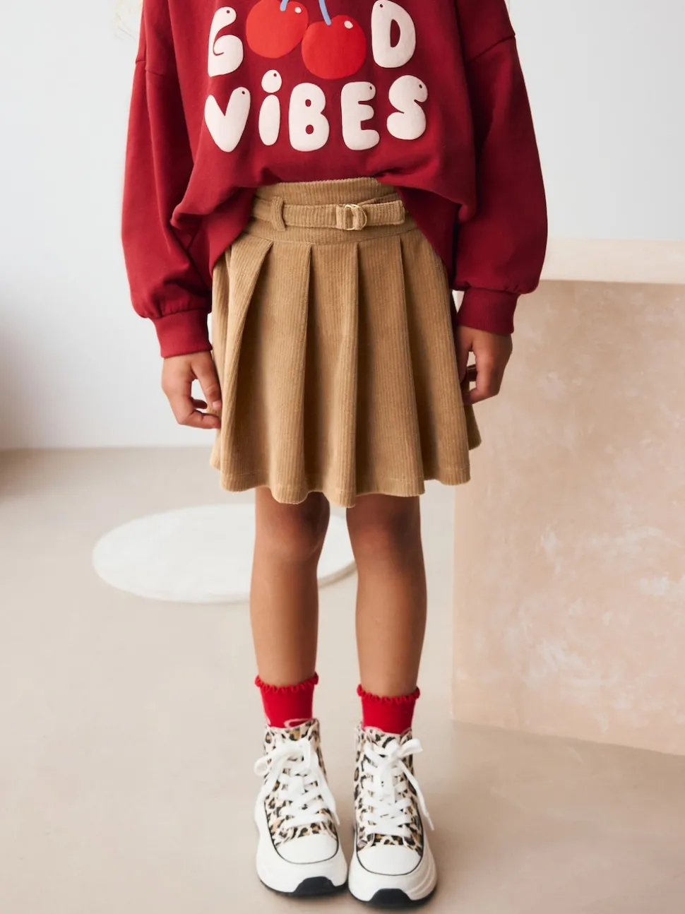 Camel Brown Cord Skirt (3-16yrs)