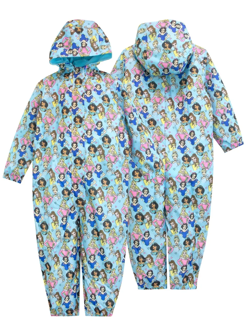 Character Blue Disney AOP Princess Puddlesuit