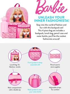 Character Pink Barbie 4 Piece Backpack Set