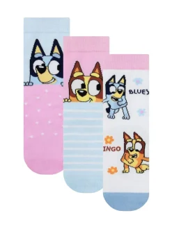 Character Pink Bluey And Bingo 3 Pack Ankle Socks