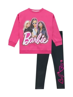 Character Pink 100% Cotton Barbie Sweatshirt and Leggings Set