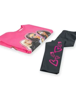 Character Pink 100% Cotton Barbie Sweatshirt and Leggings Set