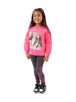 Character Pink 100% Cotton Barbie Sweatshirt and Leggings Set