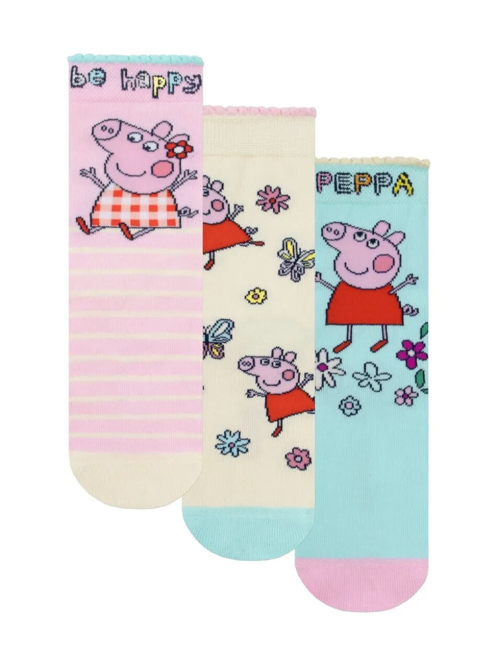 Character Pink Peppa Pig 3 Pack Ankle Socks