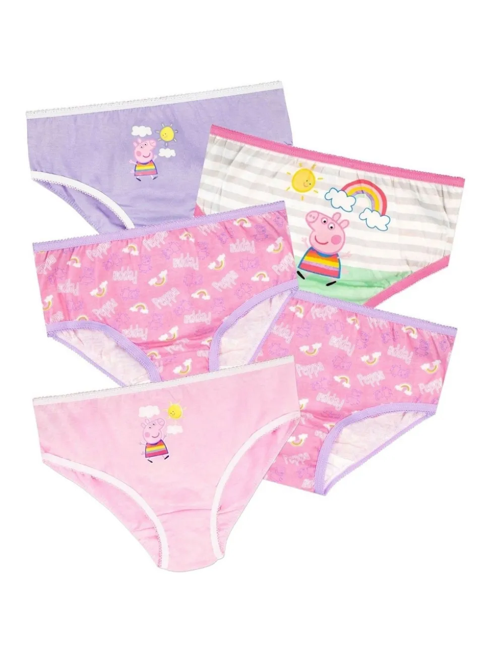 Character Pink Peppa Pig Rainbow Underwears 5 Pack