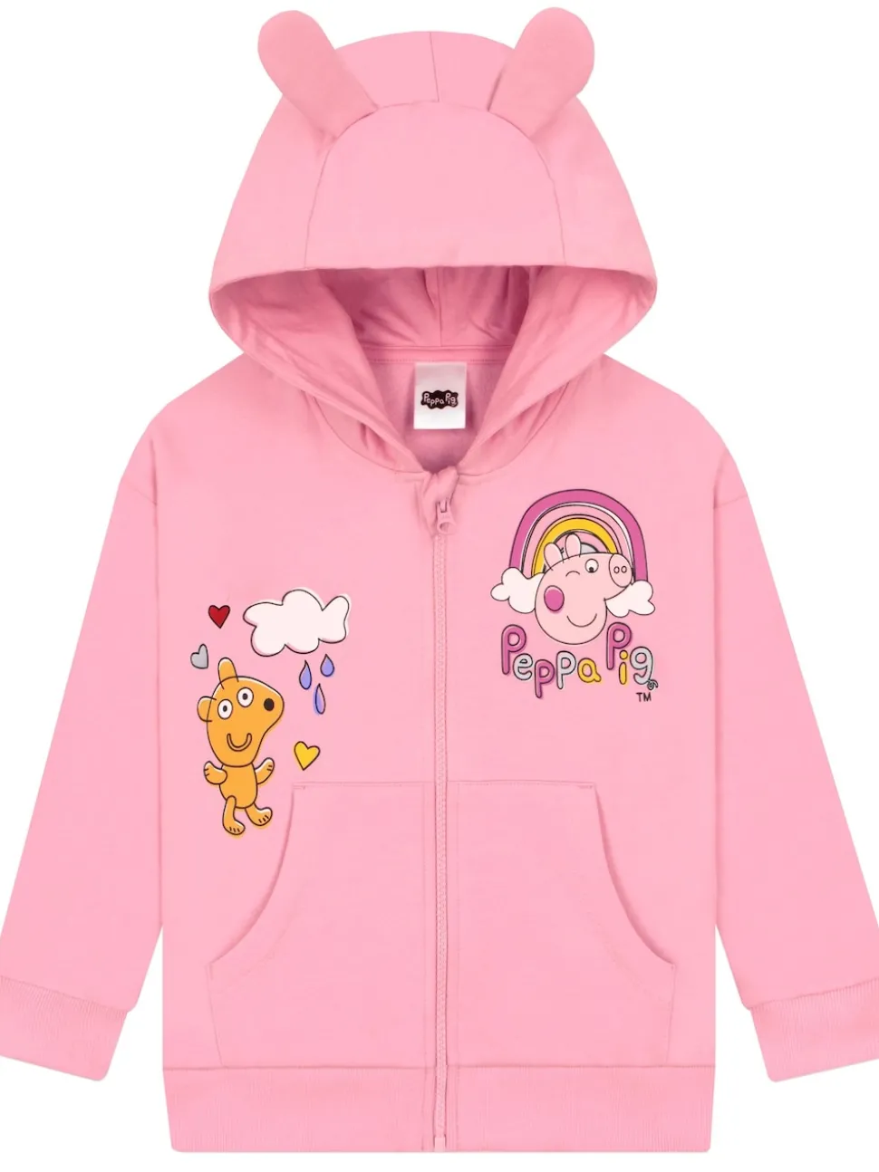 Character Pink Peppa Pig Zip Hoodie With 3D Ears