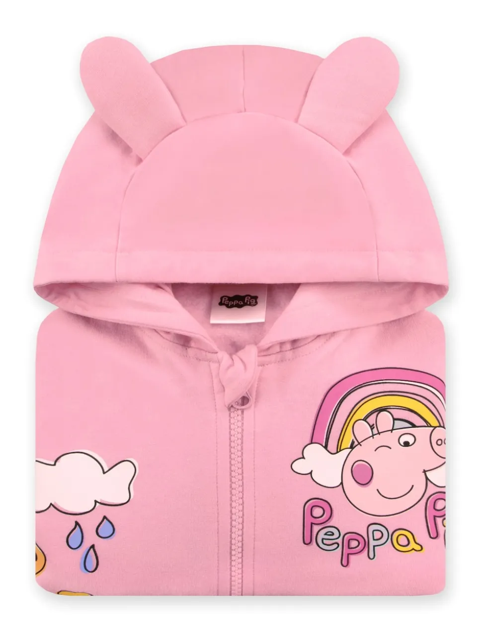 Character Pink Peppa Pig Zip Hoodie With 3D Ears
