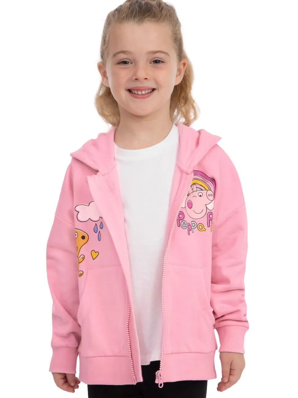 Character Pink Peppa Pig Zip Hoodie With 3D Ears