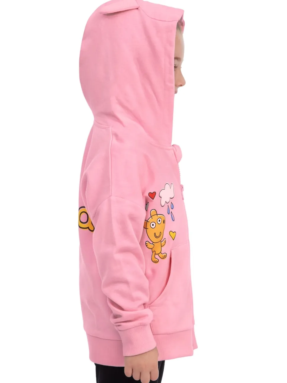 Character Pink Peppa Pig Zip Hoodie With 3D Ears