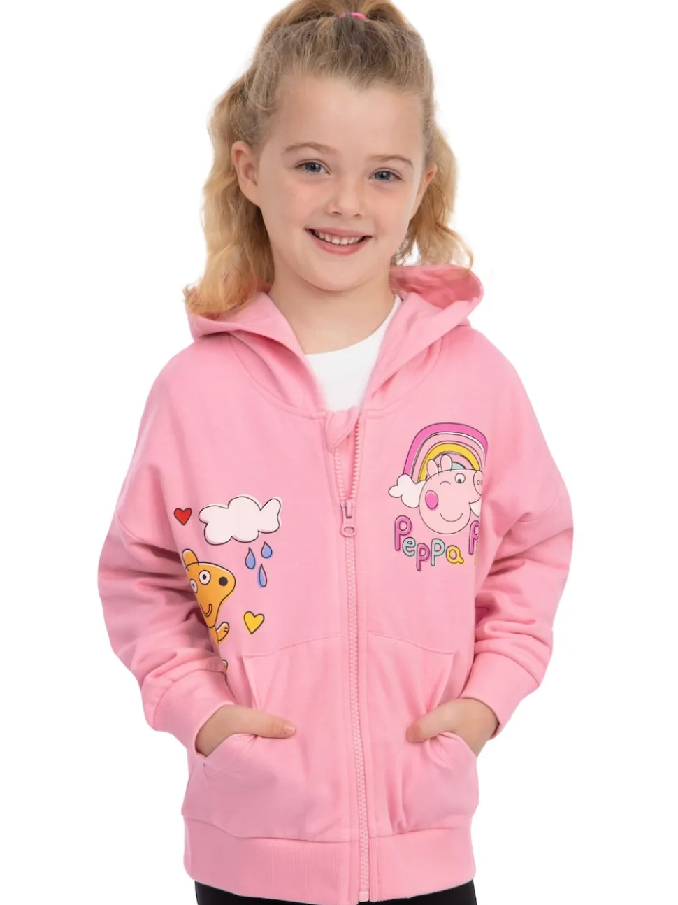 Character Pink Peppa Pig Zip Hoodie With 3D Ears