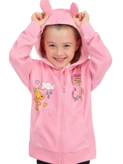 Character Pink Peppa Pig Zip Hoodie With 3D Ears