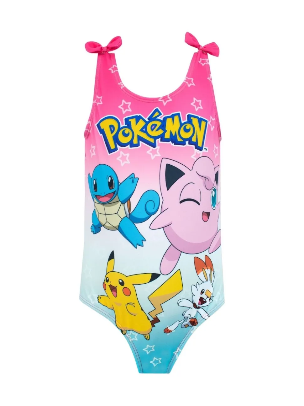 Character Pink Pokemon Girls Printed Tie Swimsuit