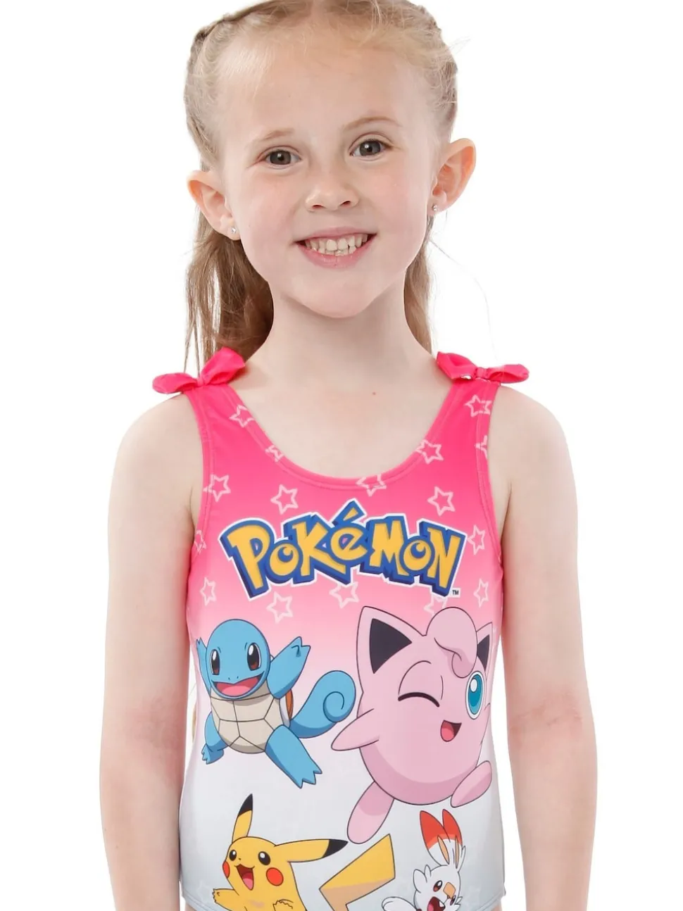 Character Pink Pokemon Girls Printed Tie Swimsuit