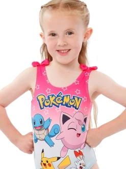 Character Pink Pokemon Girls Printed Tie Swimsuit