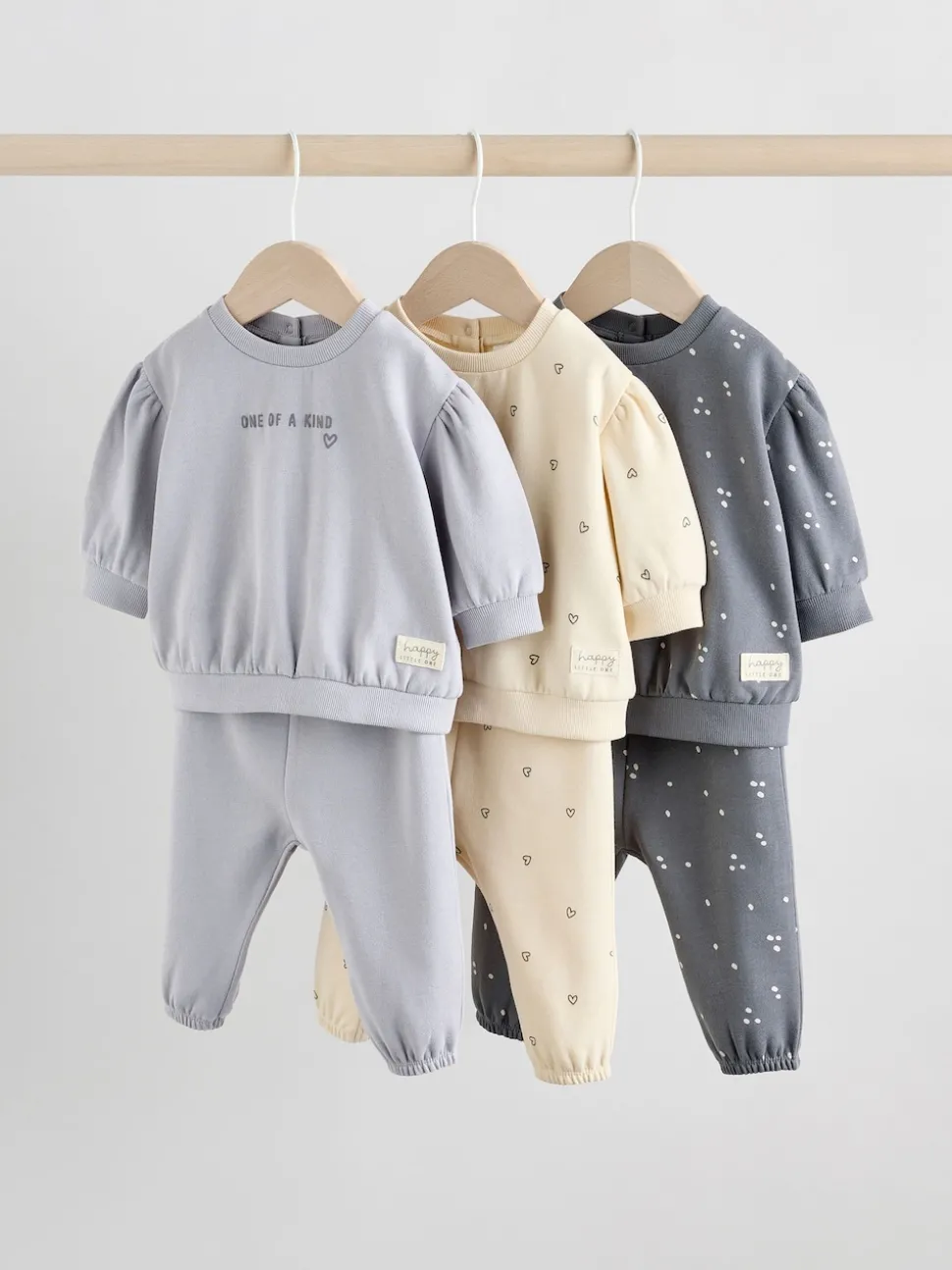 Charcoal Grey & Cream Baby Sweatshirt & Joggers 6 Piece Set (0mths-2yrs)
