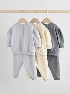 Charcoal Grey & Cream Baby Sweatshirt & Joggers 6 Piece Set (0mths-2yrs)