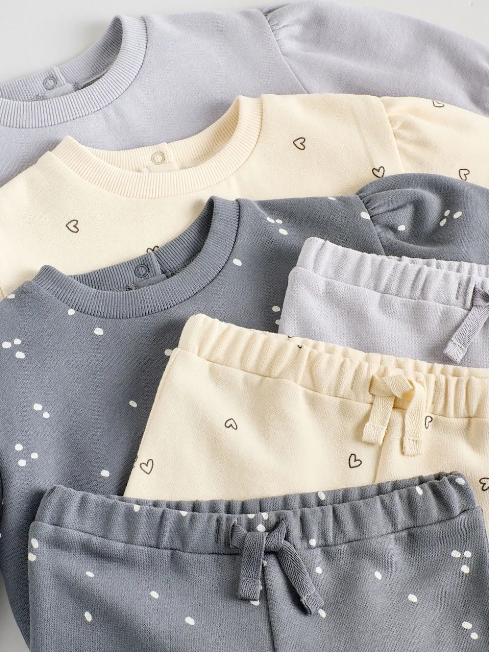 Charcoal Grey & Cream Baby Sweatshirt & Joggers 6 Piece Set (0mths-2yrs)