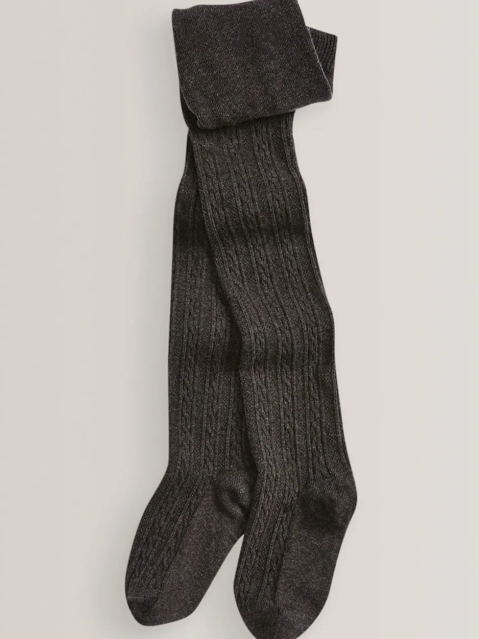 Charcoal Grey/Pink/Cream Regular Length Cotton Rich Cable Tights 3 Pack