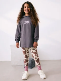 Charcoal Graphic Print Hoodie Leggings Set (3-16yrs)