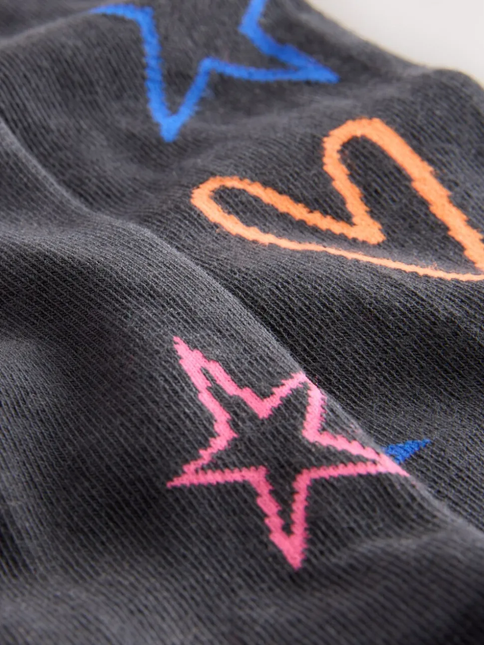 Charcoal Grey Cotton Rich Heart Print Tights 1 Pack