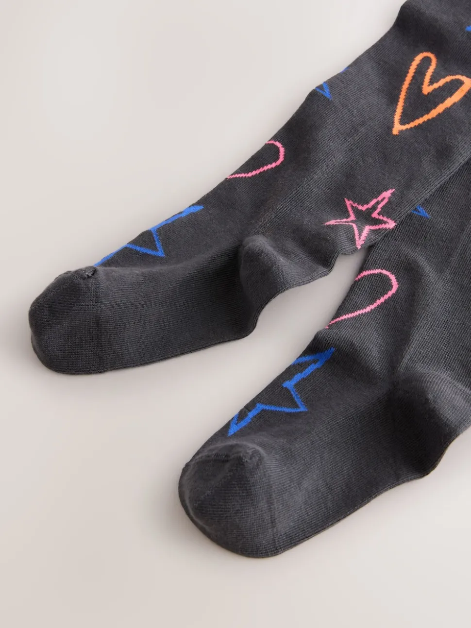 Charcoal Grey Cotton Rich Heart Print Tights 1 Pack