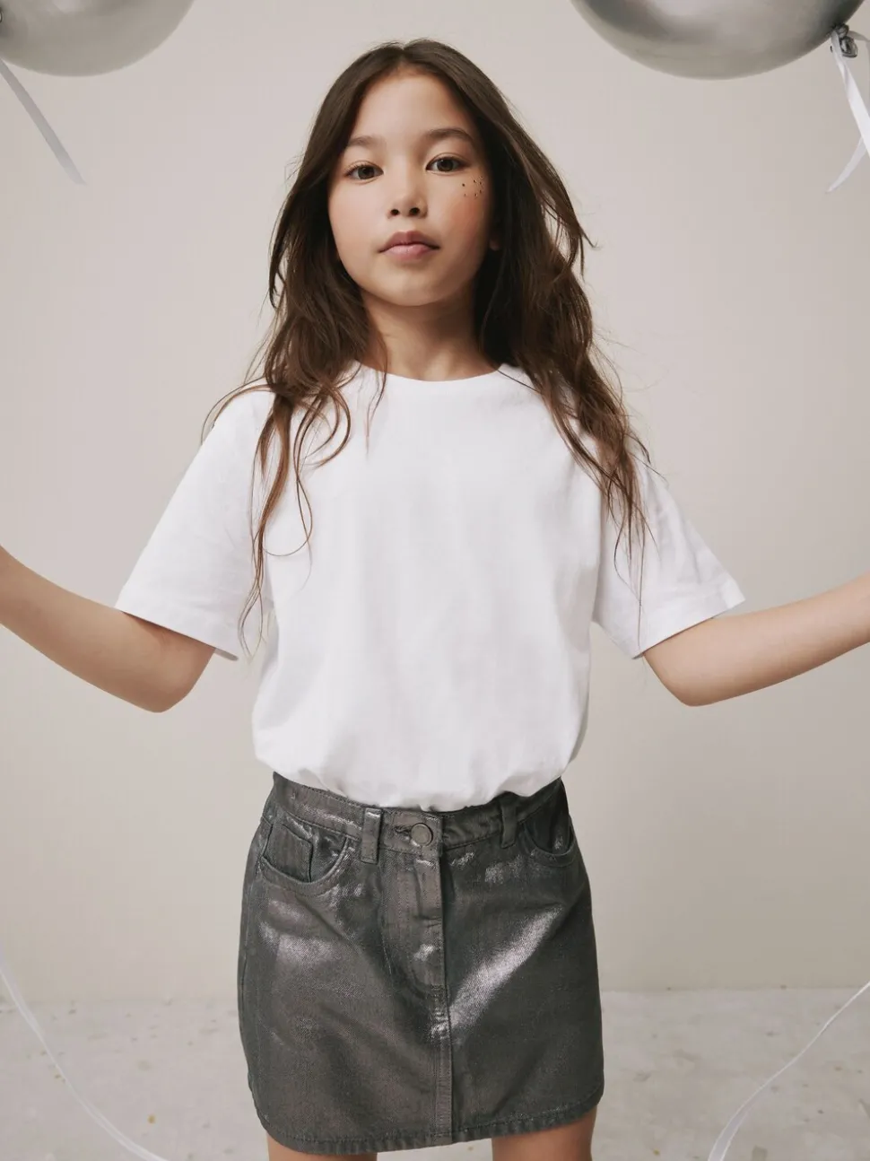 Charcoal Grey Foil Printed Mini Skirt (3-16yrs)