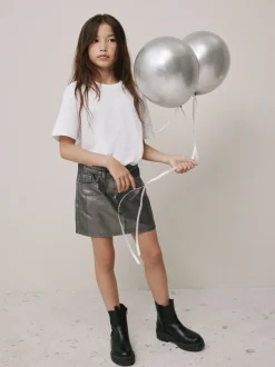 Charcoal Grey Foil Printed Mini Skirt (3-16yrs)