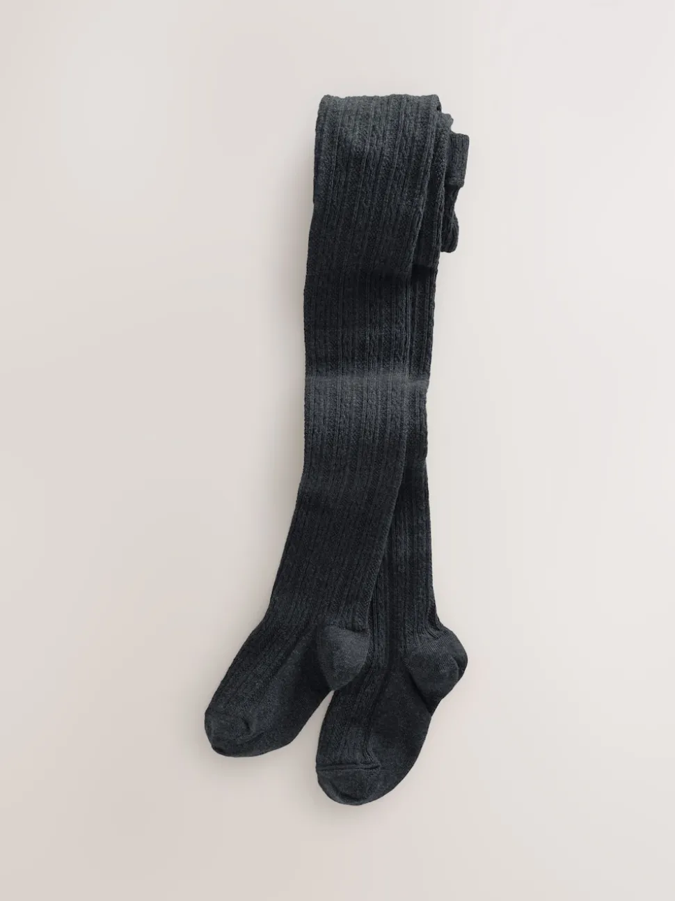 Charcoal Grey Longer Length Cotton Rich Cable Tights