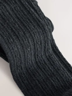 Charcoal Grey Longer Length Cotton Rich Cable Tights