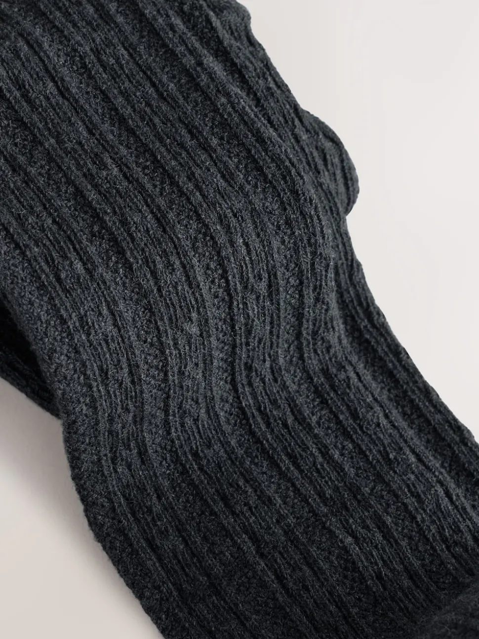 Charcoal Grey Longer Length Cotton Rich Cable Tights