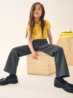 Charcoal Grey Longer Length Pull-On Cotton Rich Stretch Boot Cut School Trousers (3-16yrs)