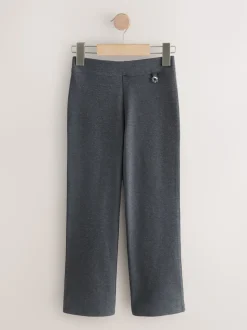 Charcoal Grey Longer Length Pull-On Cotton Rich Stretch Boot Cut School Trousers (3-16yrs)