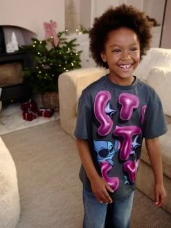 Charcoal Grey Oversized 100% Cotton Disney Lilo and Stitch T-Shirt (3-16yrs)