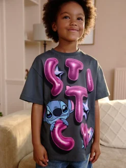 Charcoal Grey Oversized 100% Cotton Disney Lilo and Stitch T-Shirt (3-16yrs)