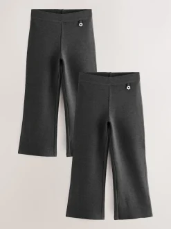 Charcoal Grey 2 Pack Pull-On Cotton Rich Stretch Boot Cut School Trousers (3-17yrs)