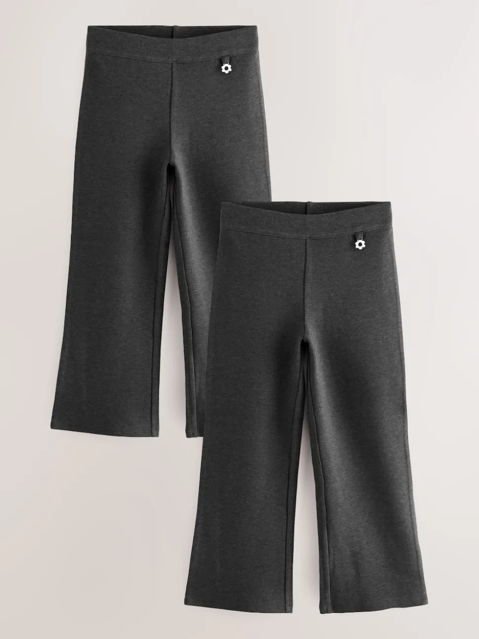 Charcoal Grey 2 Pack Pull-On Cotton Rich Stretch Boot Cut School Trousers (3-17yrs)