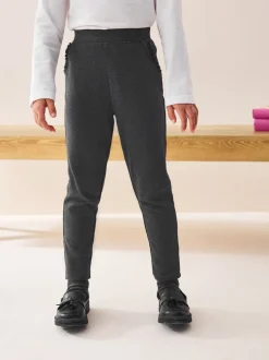 Charcoal Grey Pull-On Cotton Rich Stretch School Trousers (3-16yrs)