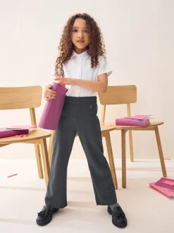 Charcoal Grey Regular Length Pull-On Cotton Rich Stretch Boot Cut School Trousers (3-16yrs)