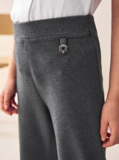 Charcoal Grey Regular Length Pull-On Cotton Rich Stretch Boot Cut School Trousers (3-16yrs)