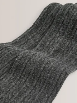 Charcoal Grey Regular Length Cotton Rich Cable Tights