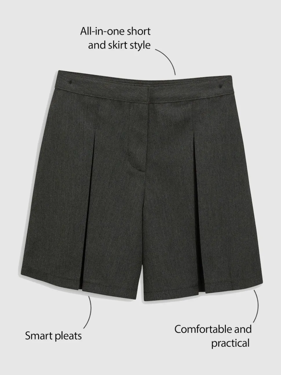 Charcoal Grey School Skort (3-16yrs)
