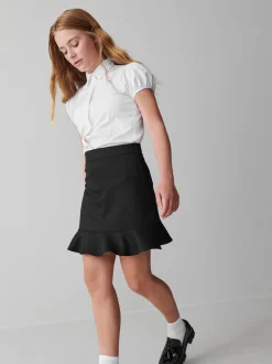 Clarks Black Peplum Woven School Skirt