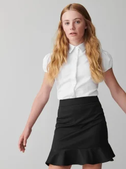 Clarks Black Peplum Woven School Skirt