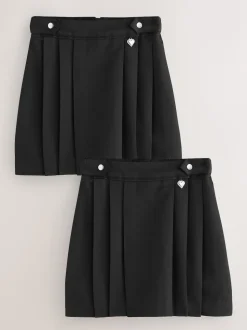 Clarks Black Pleated School Skirts 2 Pack