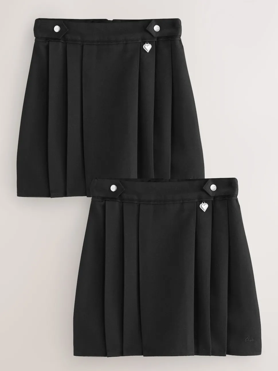 Clarks Black Pleated School Skirts 2 Pack