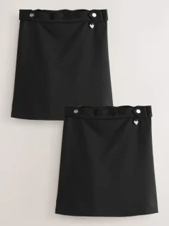 Clarks Black Pull-On Ponte Pencil School Skirts 2 Pack