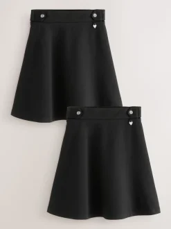 Clarks Black Pull-On Ponte Skater School Skirts 2 Pack